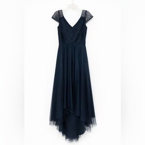 JJs House - NWT Navy Formal Dress Size 6 Beaded Sleeve